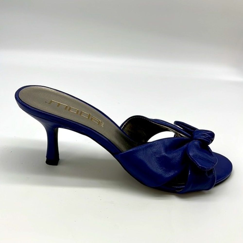 Moda - Bold Blue Leather Knotted Open Toe Heels Size 7 - Picture 4 of 14